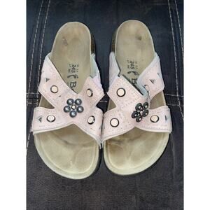 Betula by Birkenstock Rhinestone Jewel Embellished Leather Sandals Sz 7 EU 38